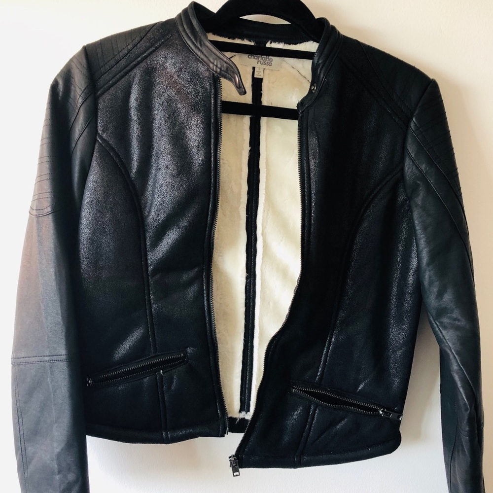 LIKE🆕Charlotte Russe Faux Fur Lined Moto Jacket